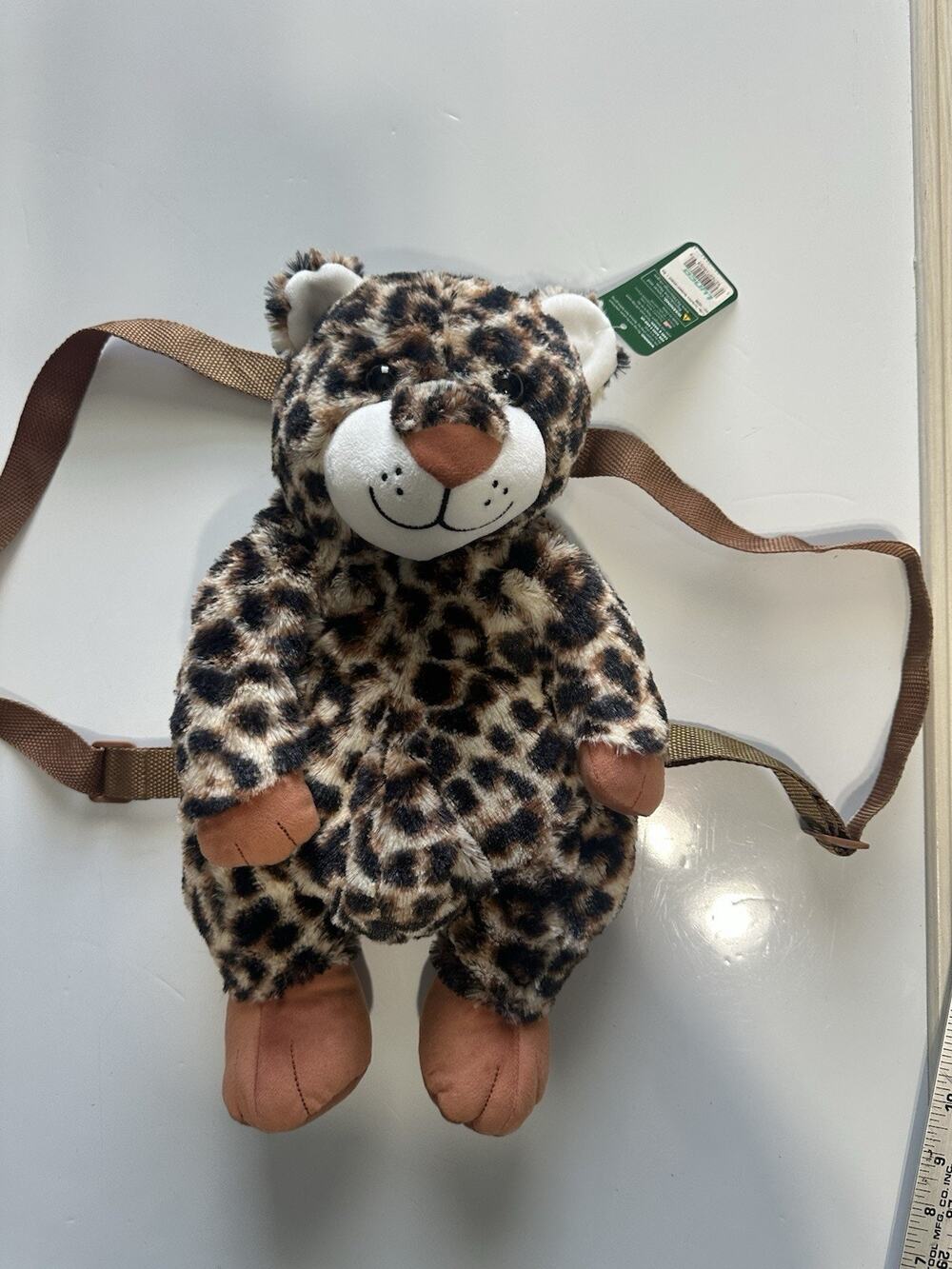 Critter Collection Leopard Plush Backpack Stuffed Animal Bag Brown Straps